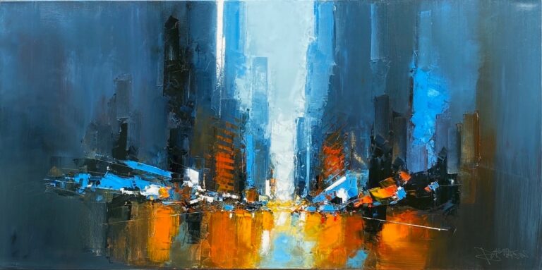 DANIEL CASTAN 80X160cm bleu et orange1 Grande